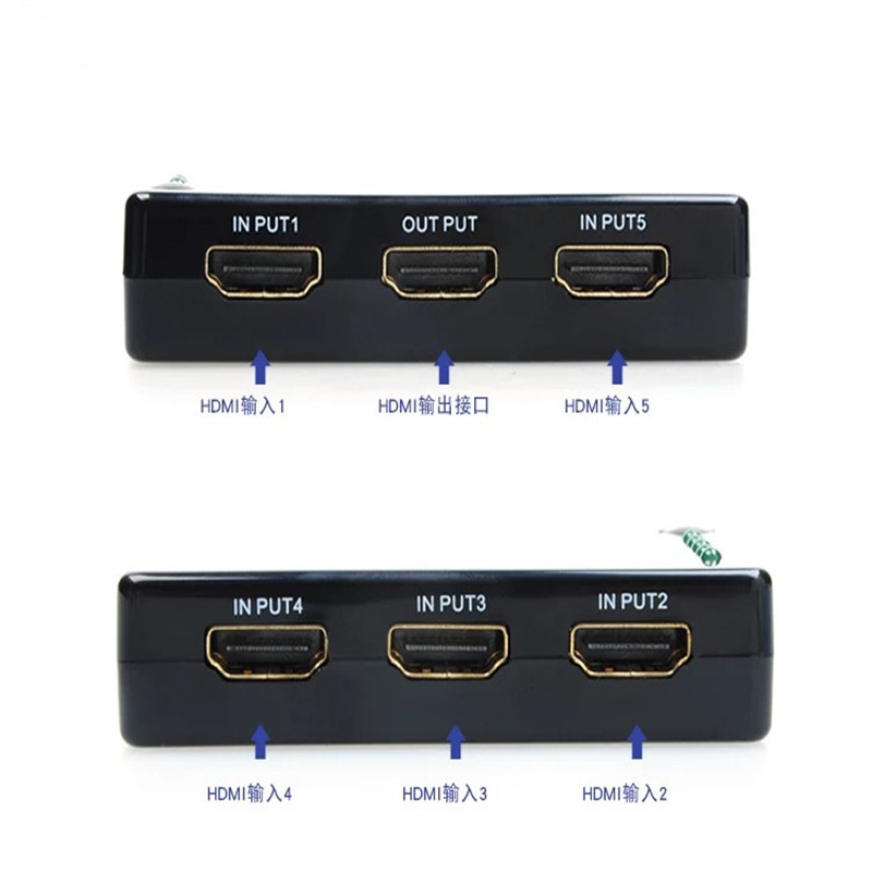 HDMI Switcher Five-Switch One with Remote Control Intelligent HDMI Switcher 5-in-1-out Cross Remote Control 1