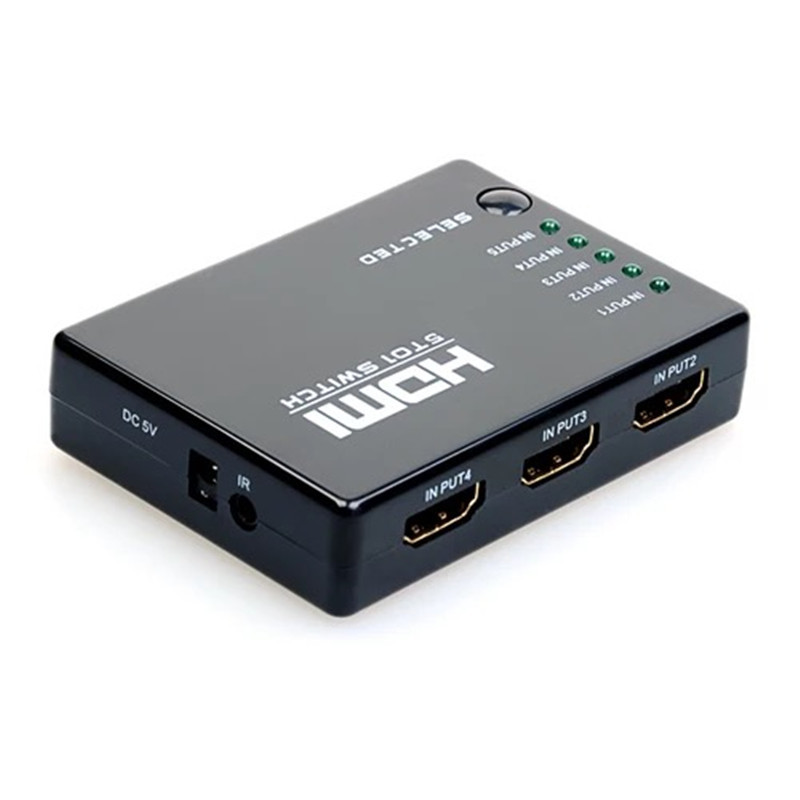 HDMI Switcher Five-Switch One with Remote Control Intelligent HDMI Switcher 5-in-1-out Cross Remote Control 1