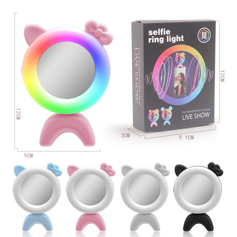 Hello Kitty Mobile Phone Full Color Fill Light Multi-Mode Switching USB Beauty Mini Live Streaming Lighting Lamp