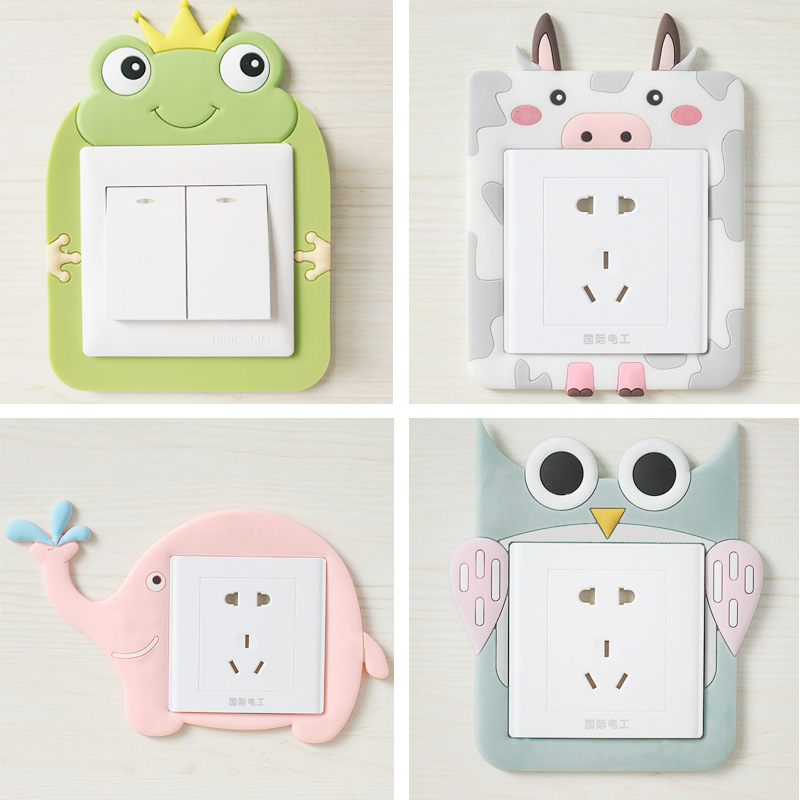 Free Paste Cartoon Soft Rubber Luminous Switch Stickers Socket Decorative Cover Protective Cover Washable 86 Type