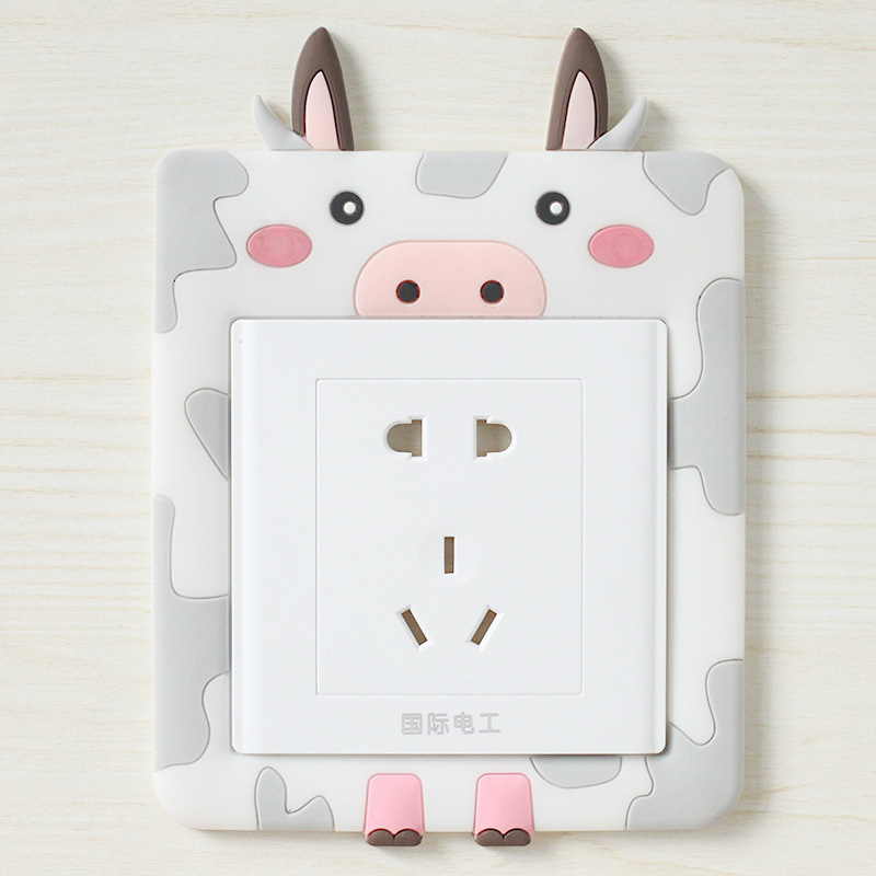 Free Paste Cartoon Soft Rubber Luminous Switch Stickers Socket Decorative Cover Protective Cover Washable 86 Type