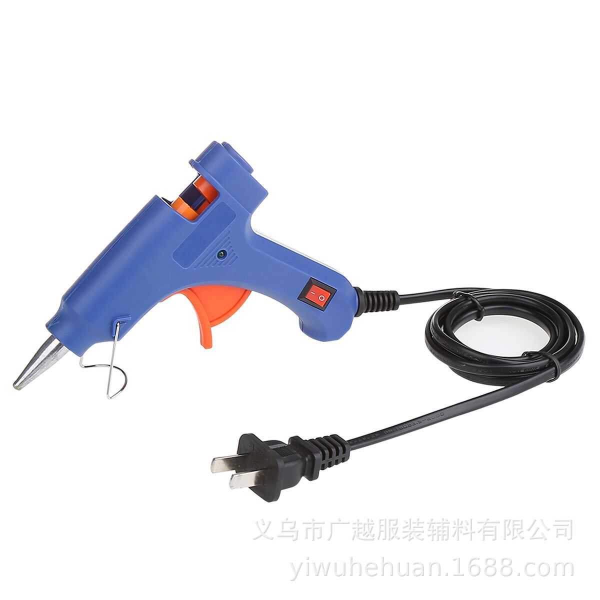 Yiwu manufacturer 7MMEVA hot melt stick with switch 20W mini blue and white size electric hot melt gun manual