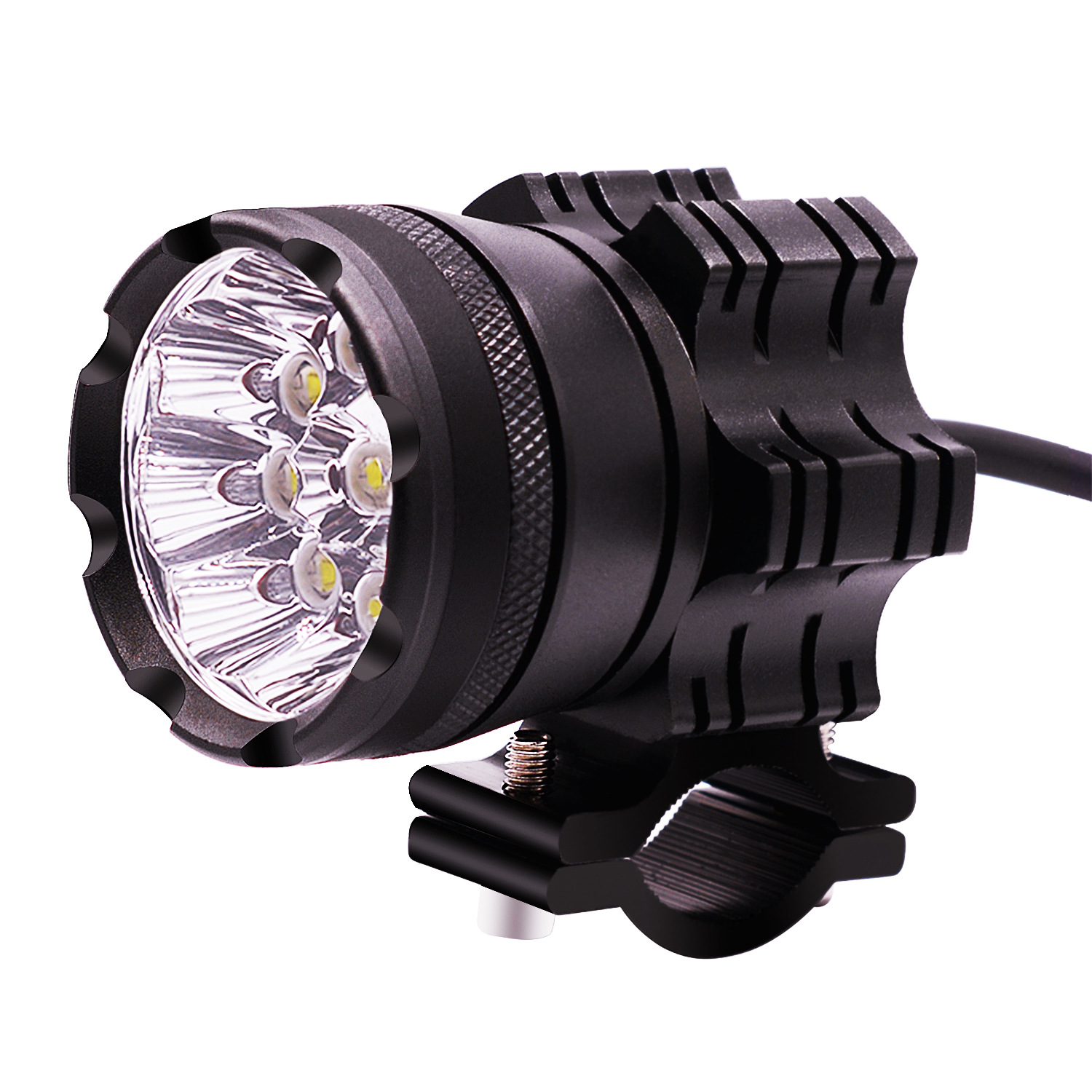 Constant Bright Flashing Waterproof Nine Lamp Beads Aluminum Alloy LED Headlight Headlamp with Wiring Harness Switch