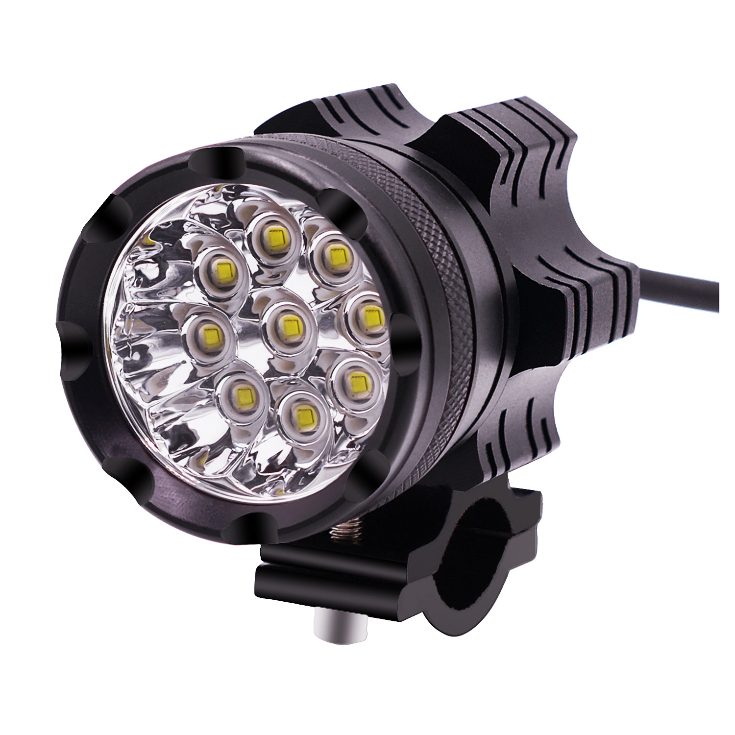 Constant Bright Flashing Waterproof Nine Lamp Beads Aluminum Alloy LED Headlight Headlamp with Wiring Harness Switch