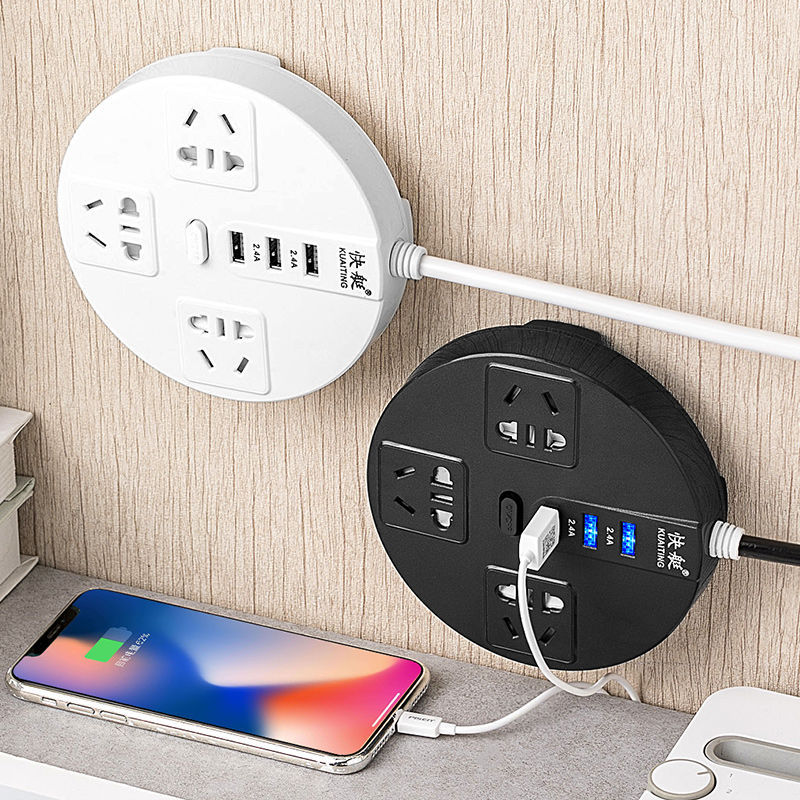 Smart round Socket Long Line USB Power Strip Creative Wall Climbing Switch Power Supply Patch Panel Power Strip Power Strip