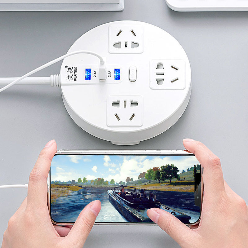 Smart round Socket Long Line USB Power Strip Creative Wall Climbing Switch Power Supply Patch Panel Power Strip Power Strip