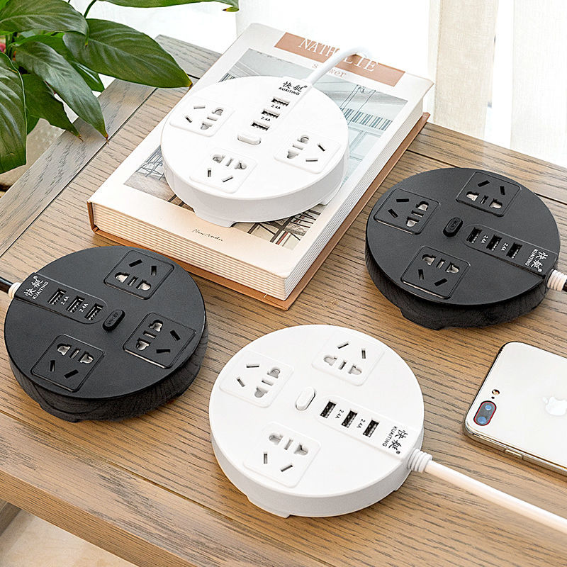 Smart round Socket Long Line USB Power Strip Creative Wall Climbing Switch Power Supply Patch Panel Power Strip Power Strip