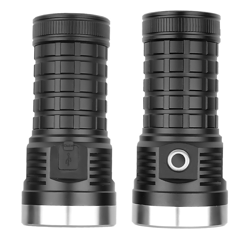 Cross-Border New Arrival Xhp50 Power Torch Built-in Battery Pack USB Charging Touch Switch Large Flashlight Kit