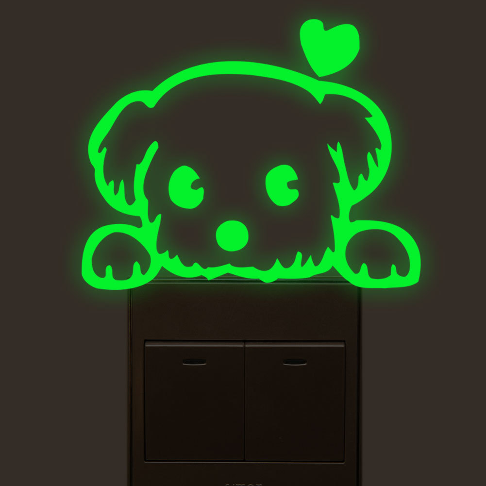 Luminous Wall Stickers Switch Sticker Cat Puppy Children&#039;s Room Living Room Bedroom Luminous Switch Sticker Paper Switch Sticker Fluorescent