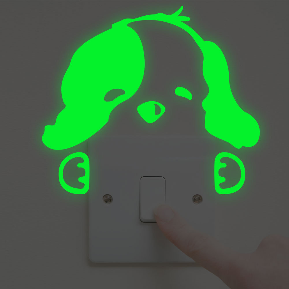 Luminous Wall Stickers Switch Sticker Cat Puppy Children&#039;s Room Living Room Bedroom Luminous Switch Sticker Paper Switch Sticker Fluorescent