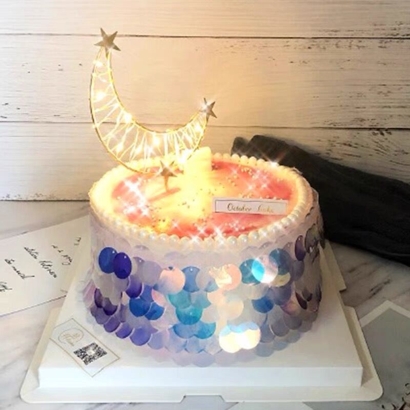 Wire Moon Cake Decorative String Lights New Multi-Gear Switch Light with Warm Lamp Crown Feather Small Lamp 1 M