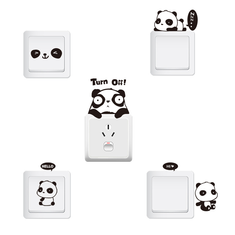 Plastic PVC Wall Sticker Cute Cartoon Animal Korean Creative Wall Decoration Socket Sticker Switch Sticker Xp8010