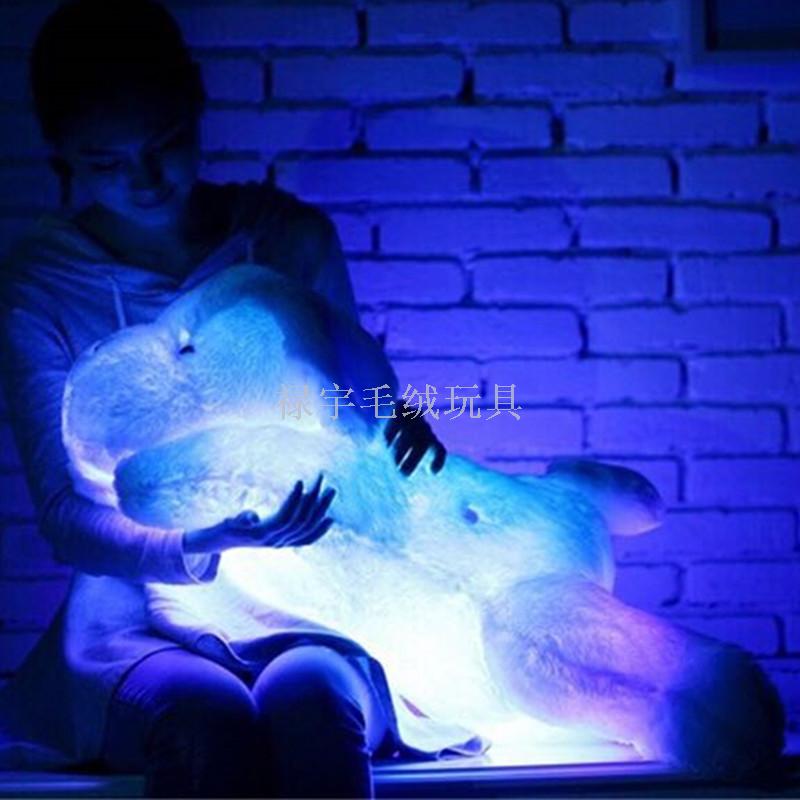 Foreign Trade Popular Style Colorful Luminous Sitting Dog Induction Switch Plush Toy Doll Can Add Music
