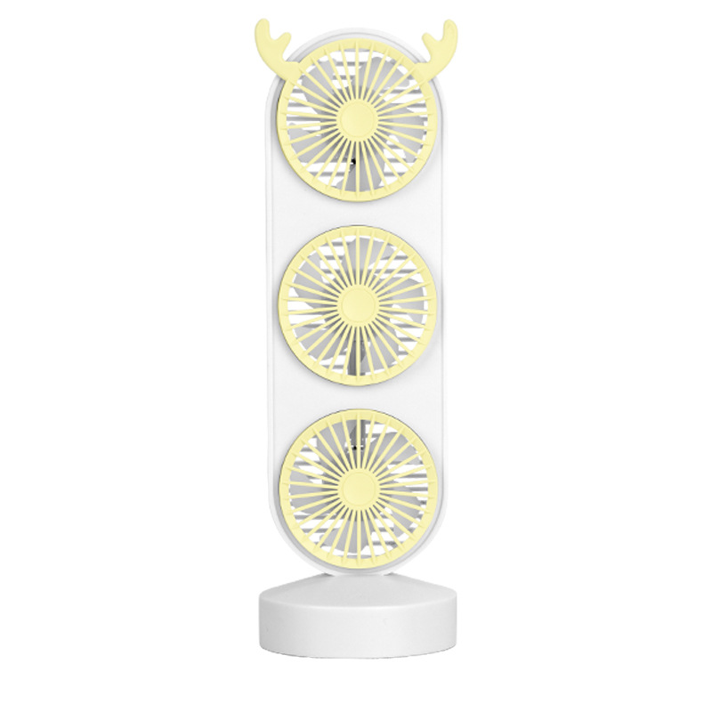 Rechargeable Small Fan 2021 New Popular Student Dormitory Office Desk Surface Panel Touch Switch Mini Three-Head Fan