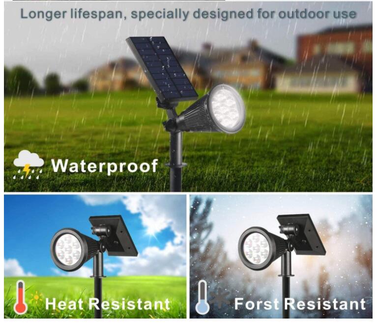 Solar Lawn Ground Plugged Light Outdoor Waterproof Courtyard Garden Landscape Spotlight Decorative Lighting Auto Switch Wall Lamp