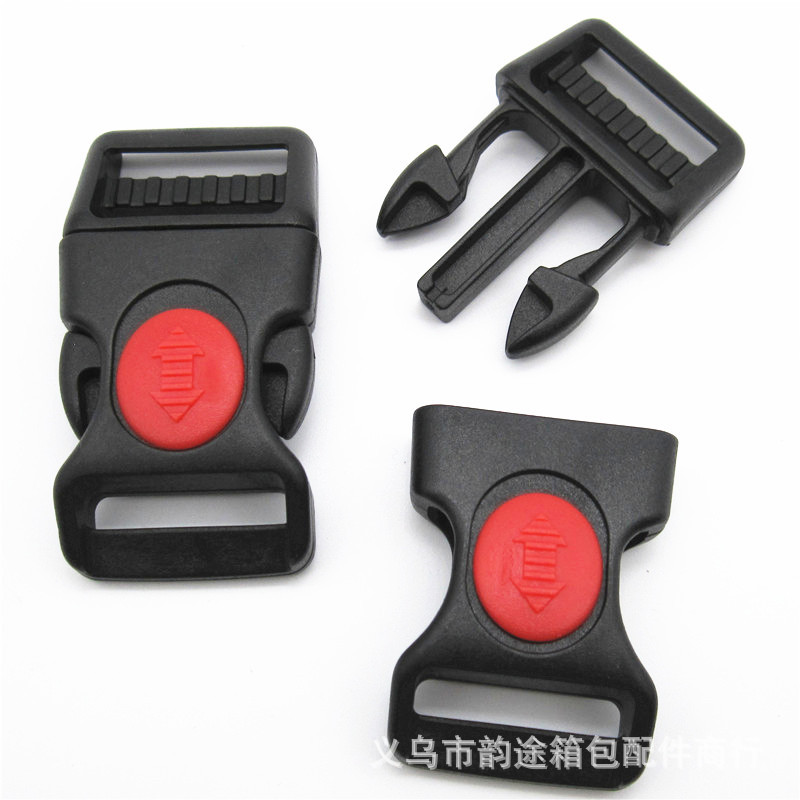 Factory Direct Sales Finger Slide Switch Release Buckle Black plus Red Dot Pom Release Buckle Bend Plug Lock Helmet Accessories