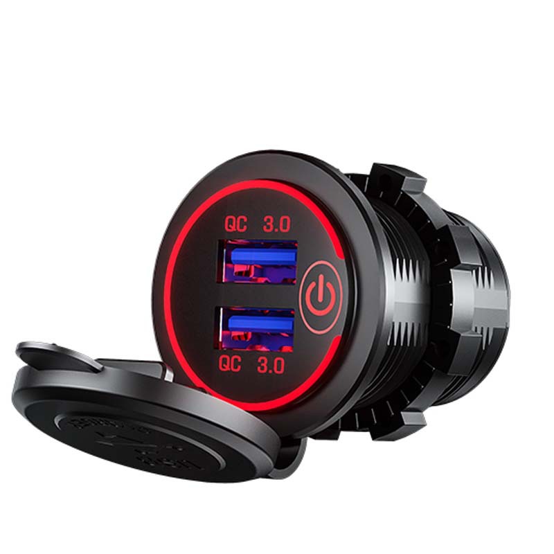 Car Motorcycle Touch Switch Modification Double USB Car Charger Double Aperture New Qc3.0 Car Mobile Phone Charger