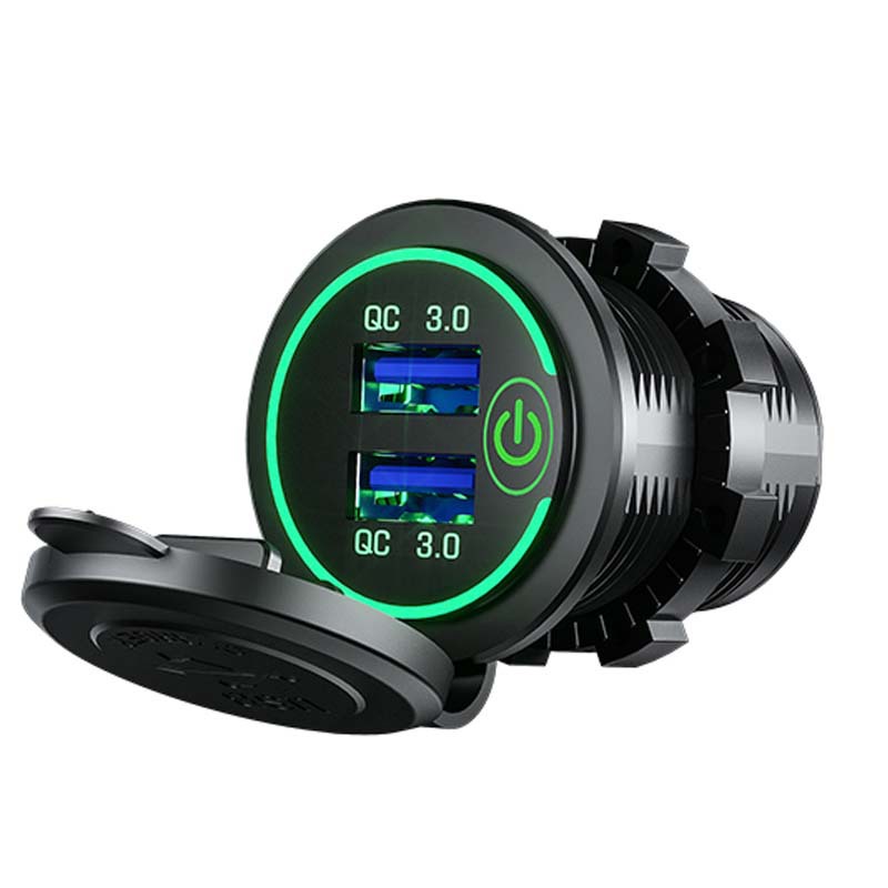 Car Motorcycle Touch Switch Modification Double USB Car Charger Double Aperture New Qc3.0 Car Mobile Phone Charger