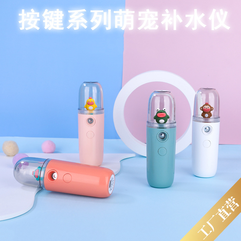 Cartoon Portable Spray Water Replenishing Instrument Switch Button Nano Anion Portable Water Replenishing Instrument USB Charging Humidifier