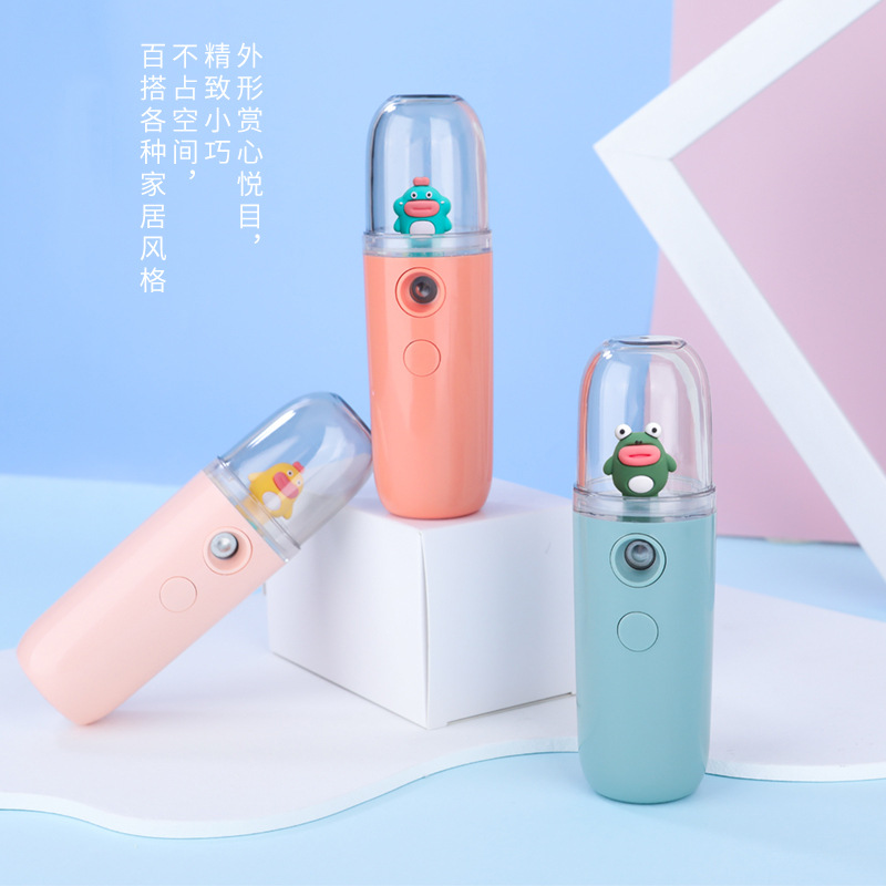 Cartoon Portable Spray Water Replenishing Instrument Switch Button Nano Anion Portable Water Replenishing Instrument USB Charging Humidifier