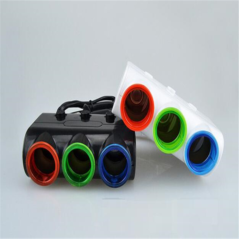The car cigarette lighter car charger into three independent switch 2usb one three