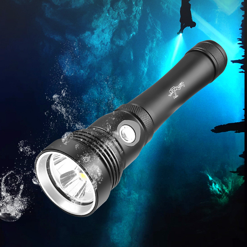 Cross-Border New Arrival 3 * Xhp70 Strong Light Diving Flashlight Press Magnetically Controlled Switch Fixed Focus Sea Exploration Diving Flashlight