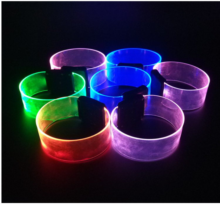 PVC Laser Logo Magnetic Luminous Bracelet Wide Strap Led Switch Bracelet Concert Cheering Props Wholesale