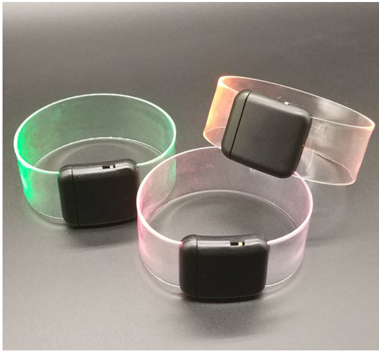 PVC Laser Logo Magnetic Luminous Bracelet Wide Strap Led Switch Bracelet Concert Cheering Props Wholesale