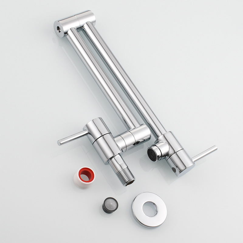 Kitchen Sink Faucet in-Wall Single Cold Faucet Sink Kitchen Faucet Folding Double Handle Switch Faucet