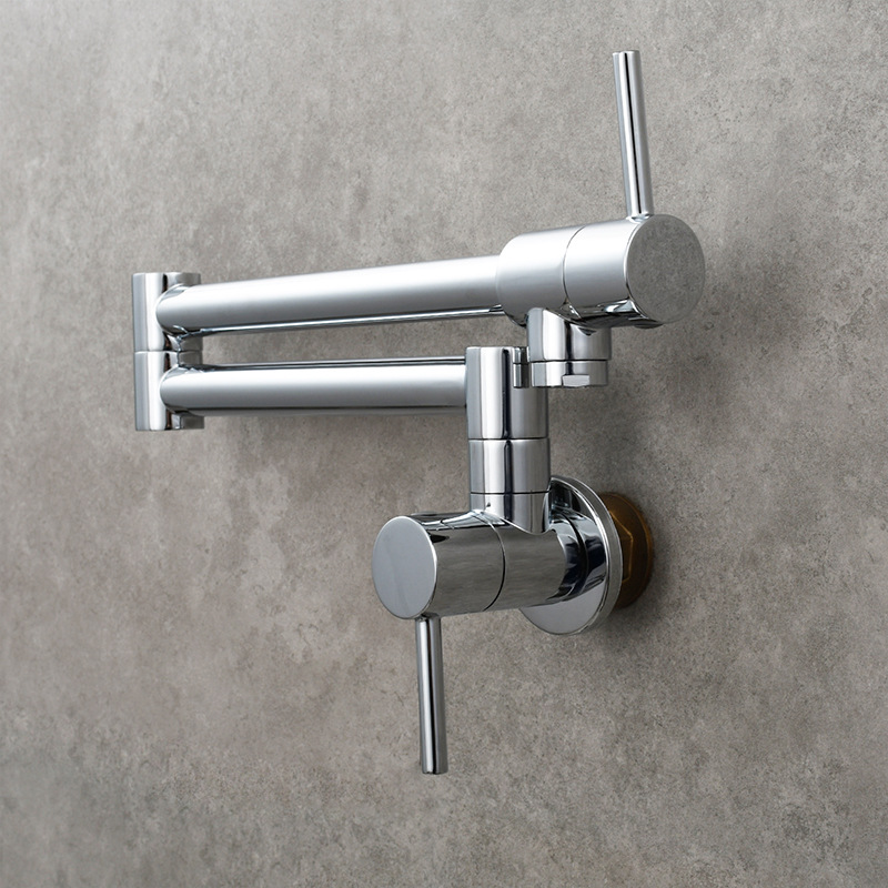 Kitchen Sink Faucet in-Wall Single Cold Faucet Sink Kitchen Faucet Folding Double Handle Switch Faucet