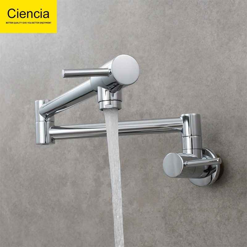 Kitchen Sink Faucet in-Wall Single Cold Faucet Sink Kitchen Faucet Folding Double Handle Switch Faucet