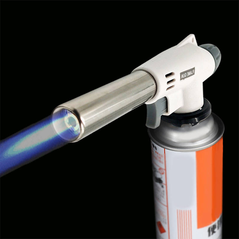 Card Type Flame Gun Inverted Spray Gun Picnic Barbecue Portable Gas Stove Spray Gun Outdoor Barbecue Ignition Welding Gun Nozzle Lighter