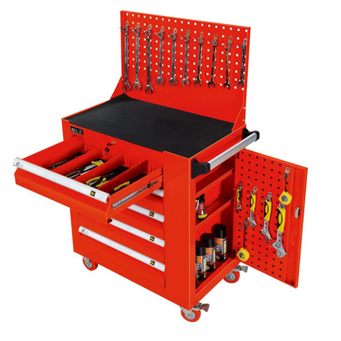 Hardware Auto Repair Double Door Multi-Drawer Tool Car Tool Cabinet Iron Sheet with Lock Hand Push Mobile Locker