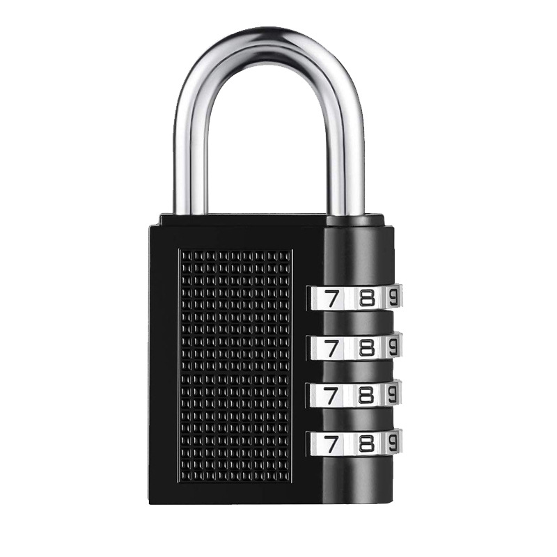 Padlock with Password Required Black Password Lock Zinc Alloy Large 4-Digit Gym Wardrobe Door Mechanical Password Lock