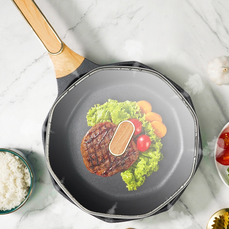 Octagonal Pan NonStick Pan Household Medical Stone Wok Induction Cooker Pan Frying Pan Micro Pressure Frying Pan