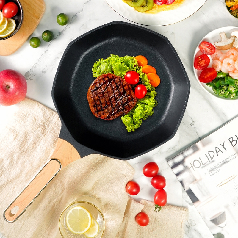 Octagonal Pan NonStick Pan Household Medical Stone Wok Induction Cooker Pan Frying Pan Micro Pressure Frying Pan