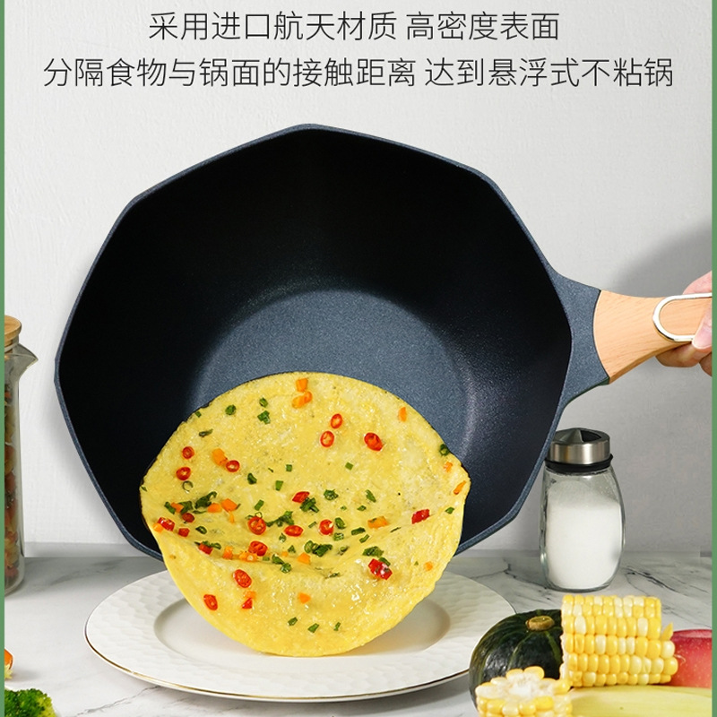 Octagonal Pan NonStick Pan Household Medical Stone Wok Induction Cooker Pan Frying Pan Micro Pressure Frying Pan