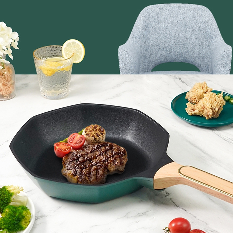 Octagonal Pan NonStick Pan Household Medical Stone Wok Induction Cooker Pan Frying Pan Micro Pressure Frying Pan