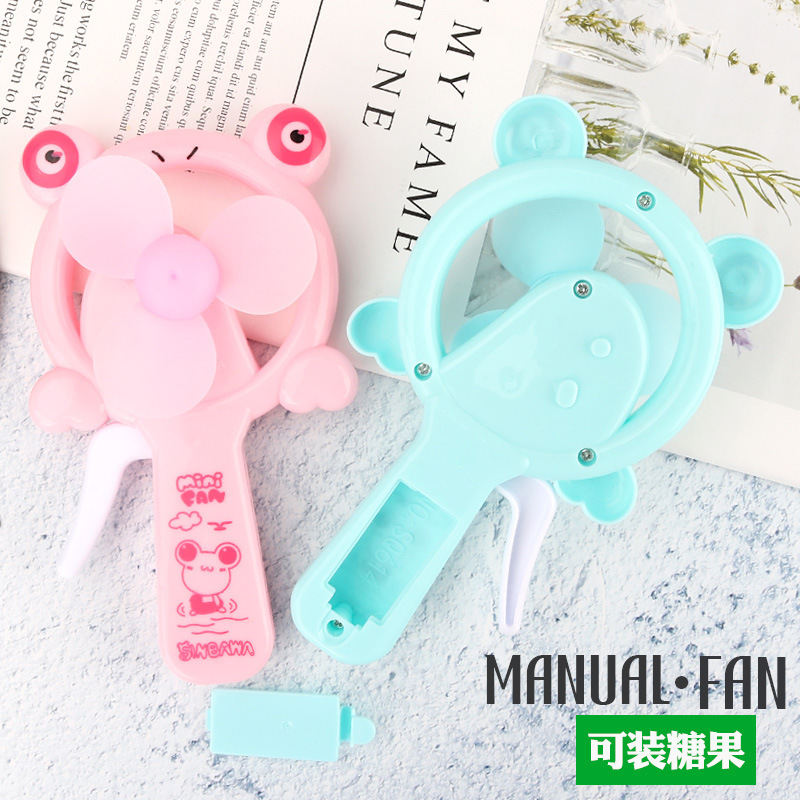 Small Frog Hand Pressure Fan Children&#039;s Portable Handheld Push-Type Portable Toy Cartoon Mini Little Fan
