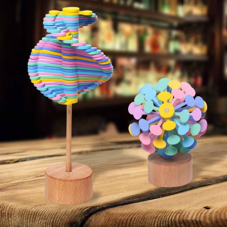 Wooden Rotating Lollipop MZM. P.15 TikTok Same Style Fei&#039;s Series Creative Decoration Pressure Reduction Toy Gyro