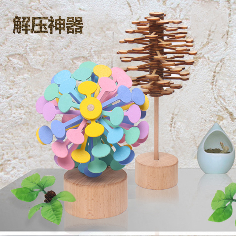 Wooden Rotating Lollipop MZM. P.15 TikTok Same Style Fei&#039;s Series Creative Decoration Pressure Reduction Toy Gyro