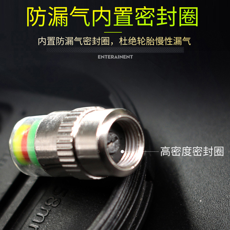 Car Tire Pressure Cover Tire Pressure Detection Warning Valve Cap Metal Valve Stainless Steel Tire Pressure Monitor