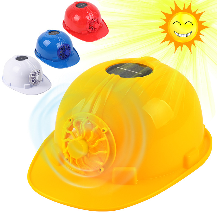 Solar Fan Cap Engineering Use Hat Construction Labor Protection Anti-Smashing Construction Site Cap Anti-Pressure Ventilation Cooling Summer Helmet