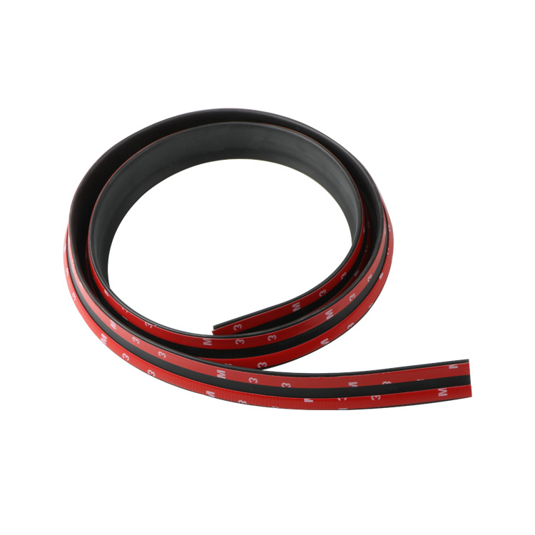 Car Universal Rubber Tail Punch-Free Pressure Tail Top Wing Spoiler Imported Pu Pure Black 3.5cm Wide
