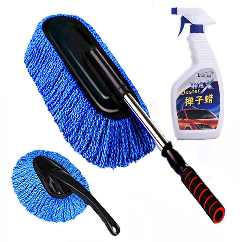 Car Supplies Cleaning Mop Retractable Dust Removal Tools Soft Fur Wax Mop Car Cleaning Set for Home and Car Brush