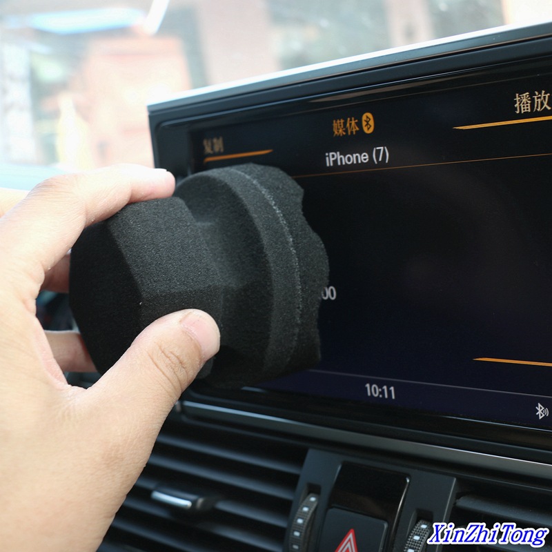 American-Style Hand-Held Wave High-Density Car Tire Waxing Sponge Leather Waxing Sponge