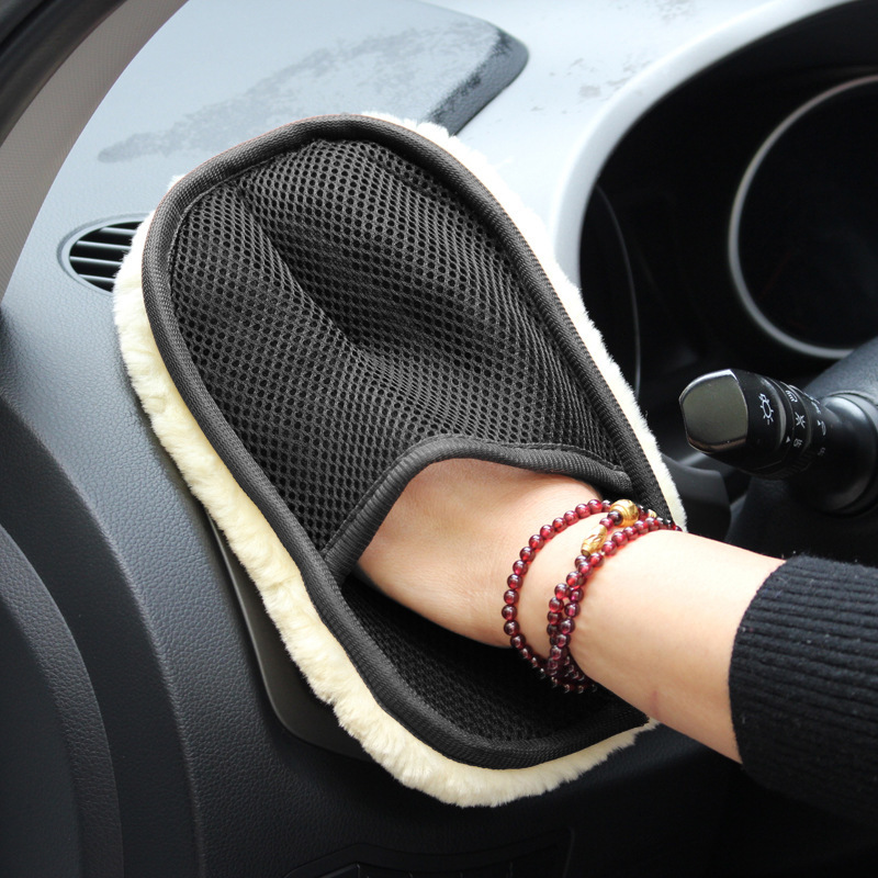 Wool Car Washing Gloves Car Cleaning and Waxing Gloves Cleaning and Polishing Car Supplies Plush Bear Paw Whole