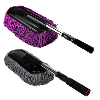  car cleaning extendable wax drag nano fiber duster wax brush car wash tool grey