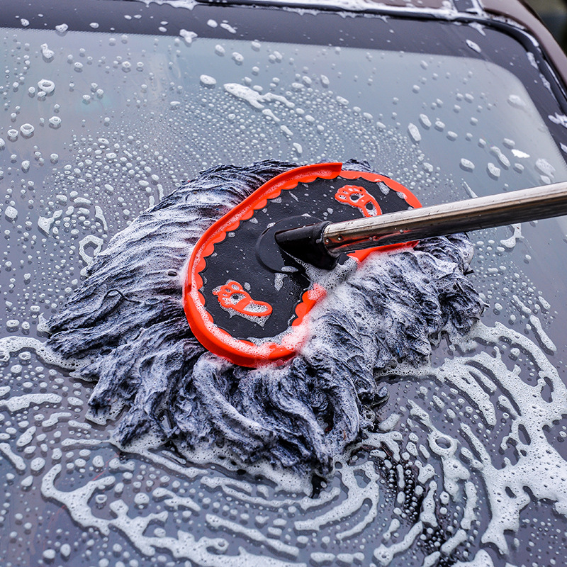 Free Shipping Special for Car Wash Mop Long Handle Retractable Soft Wool Cotton Car Wax Brush Multifunctional Car Mop