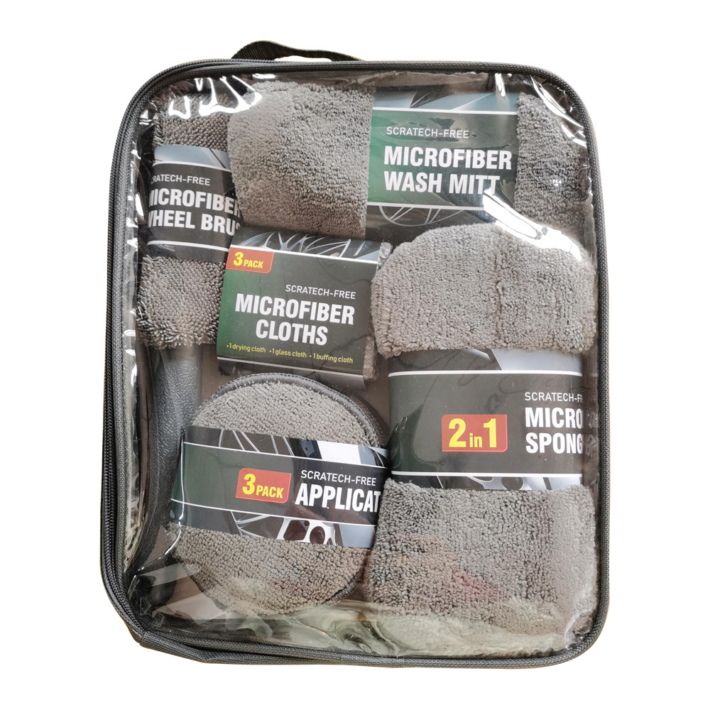 Car Wash Beauty Cleaning 9-Piece Set Car Wash Shop Products Tools Car Wash Towel Cloth Sponge Waxing Cake Hub Brush
